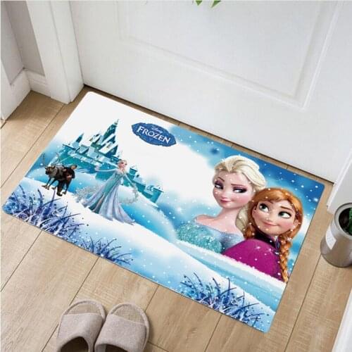 Anna Elsa Mats Non-slip Kitchen Carpet Gift Disney Baby Play Mat Outdoor Door Mat Shaggy Water Absorption Bathroom