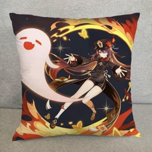 Anime Game Genshin Impact Klee Qiqi Xiao Hu Tao Cute Square Plush Dolls Throw Pillow Cartoon Stuffed Student Cushion Xmas Gifts
