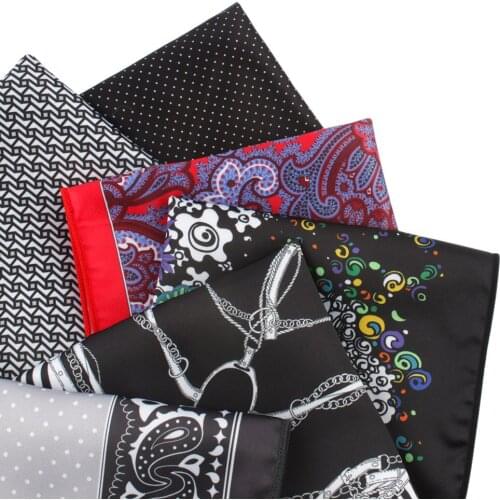 Linbaiway Mens Suits Handkerchief Print Pocket Towel Polyester Pocket Square Mens Fashion Classic Handkerchief Custom LOGO