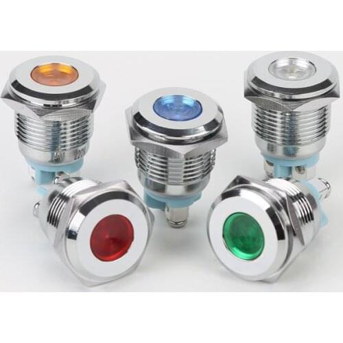 10pcs 16mm Metal Indicator Signal Lamp 6V 12V 24V 220V Round LED Lamp Waterproof Power Supply Indicator Lamp