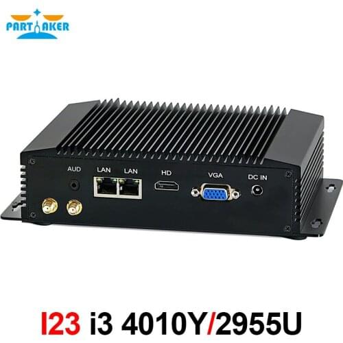Partaker I23 Fanless Industrial PC Mini PC Windows 10 Pro Intel Core i3-4010Y Celeron 2955U Dual LAN HD VGA 4*USB3.0 WiFi