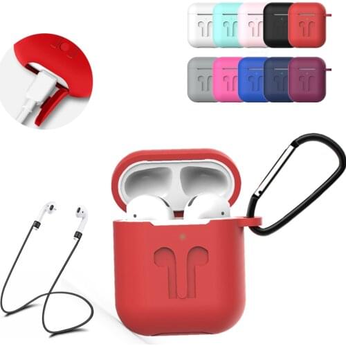 Soft Silicone Case Cover for Apple Airpods Headphones Pouch Bag Shockproof Earphone Anti Lost Cover for Air Pods 1 2 Accessories