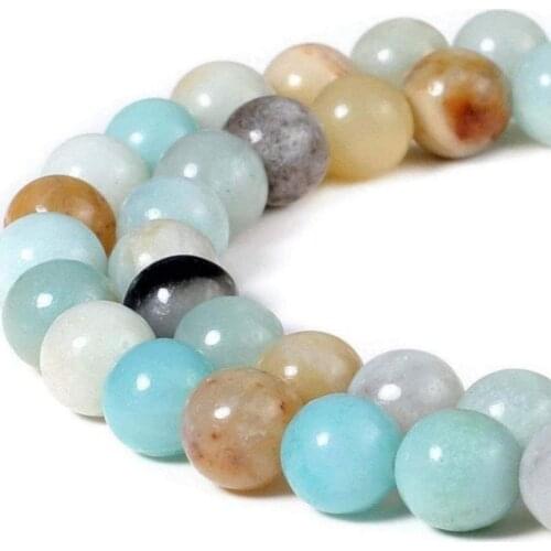 Natural Amazonite Charm Gem Round Loose Bead for Diy Jewelry Making Supplies
