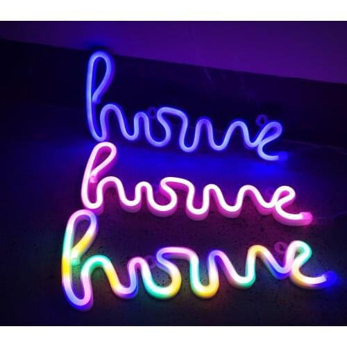 Led Neon Light Sign HOME Letter Lamp Battery USB Operated Fairy Lights Festoon Garland For Bedroom Wall Xmas Holiday Decoration