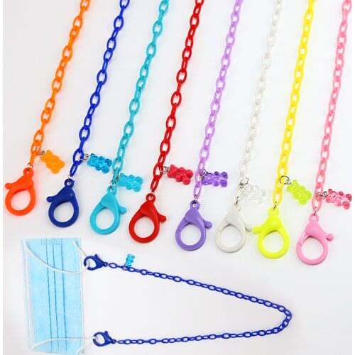 New Fashion Bear Acrylic Hang Mask Chains Children Anti-lost Cord Lanyard Student Masks Holder Rope Strap Necklace Accessories