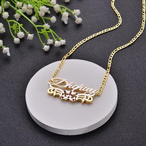 HIYONG Stainless Steel Custom Necklace Personalized Double Plated Name Necklace Customized Letter Nameplate Pendant Necklaces