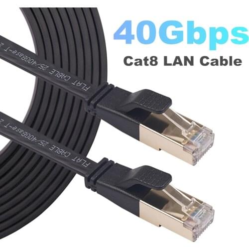 SFTP 40Gbps Cat8 Ethernet Cable Network LAN Patch Cord Gold Plated RJ45 Connector Cat 8 Flat Wire for Router Modem Computer PC