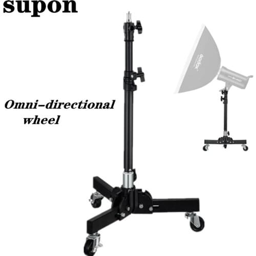 Omni-directional Wheeled Base Tripod Heavy Duty Adjustable Light Stand with Pulley Stand for GODOX Strobe Flash Softbox