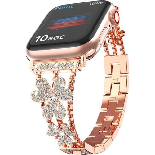 Jewelry Watchbands For Apple Watch SE Band Series 6 Strap 44mm 40mm Bling Stainless Steel Bracelet For iWatch 5 4 Applewatch 38