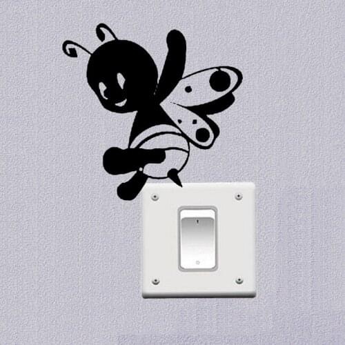 Funny Bee Honey Bee Baby Kids Room Decor Cartoon Wall Switch Sticker Decal 3SS0188
