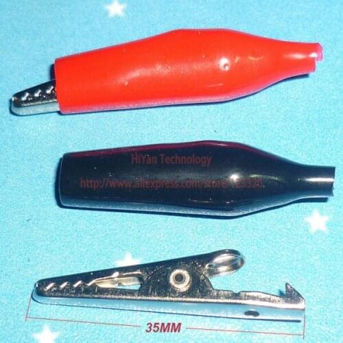 50pairs/lot HWCL-02 Medium Size Alligator Clips 50pcs Red & 50pcs Black Test Probe Clamp Clip Length 35MM