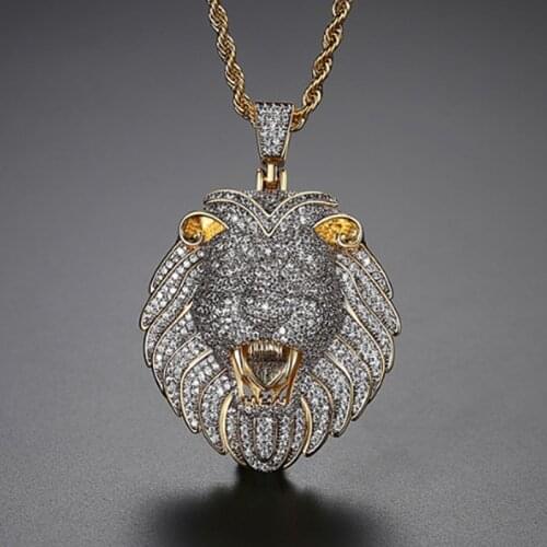 Zlxgirl jewelry full round mirco paved zircon Raccoon head shape punk Gold pendant bijoux Fine Dubai Gold animal chain pendant