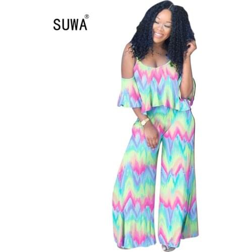 Wholesale 2020 Women Sets Summer Tracksuits Beach O-Neck Tie-dye Print Tops+Pants Suit Two Piece Set Night Club Outfits 2 Pcs