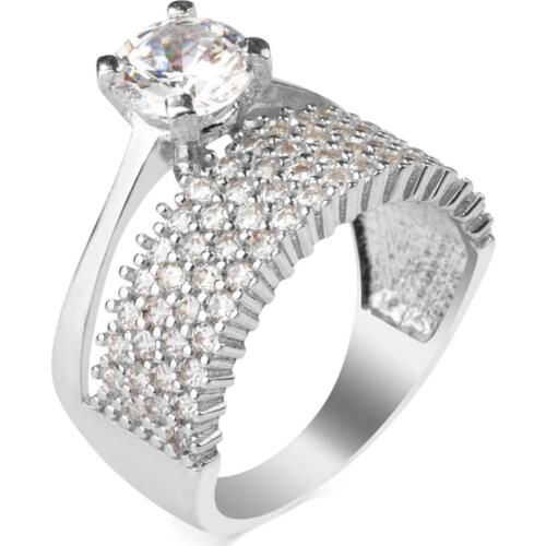 Top Quality Silver Solitaire Zircon Gemstone Ring Dainty Women Aceessories Solid 925 Sterling Silver Wedding Engagement Ring