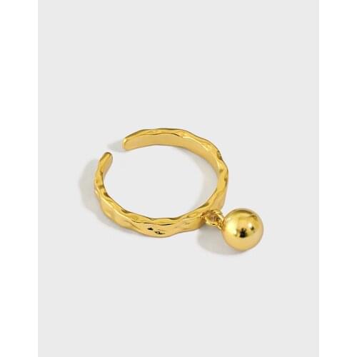 SHANICE S925 Sterling Silver Open Ring ins minimalist wild irregular concave and convex round beads ring Outfit Adjustable Punk