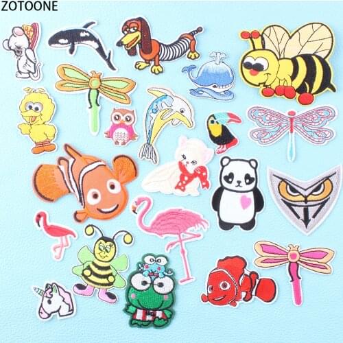 ZOTOONE Cute Animals Patches for Clothing Embroidered Patch Appliques for Clothes Sequin Applications Garments Stranger Things E