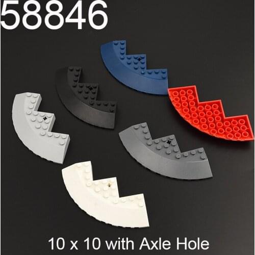 2PCS 58846 Brick Round Corner 10x10 with Slope 33° Edge, Axle Hole Building block accessories parts MOC DIY Education Build Toys