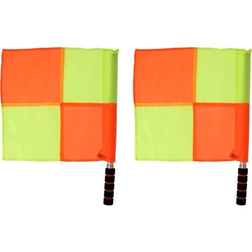 2pcs Soccer Football Linesman Referee Checkered Flag Sports Training Flag Yellow Orange High Visible