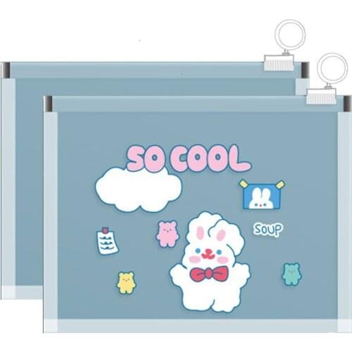 2pcsFile Bag Kawaii Stationery Pencil Pouch Novelty Cartoon Korean Bag Creative File Package Pencil Pouch Learning Supplies