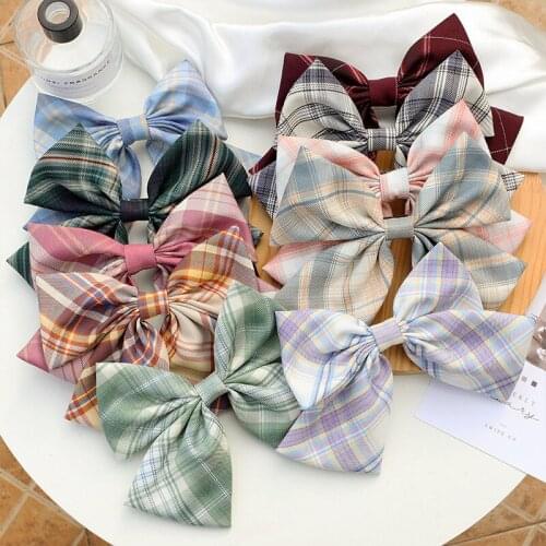 10/30pcs Top Quality High School Girls Hairgrips Big Hair Bow Barrettes Large Yarn Dyed Plaid Bowknot for Women Hair Accessories