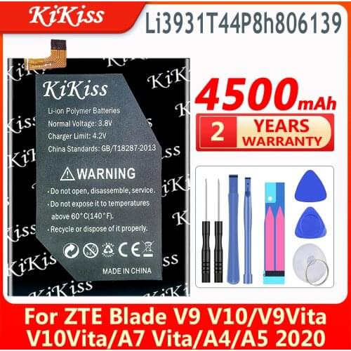 KiKiss 4400mAh Li3931T44P8h806139 Battery for ZTE Blade V9 V10 /V9Vita V10Vita/A7 Vita/A4/A5 2020/A7 2019 Mobile Phone