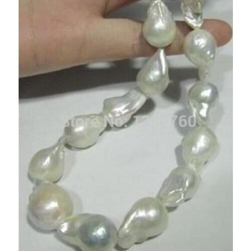 Free Shipping charm NEW 10-16mm SOUTH SEA WHITE BAROQUE PEARL NECKLACE earring gift
