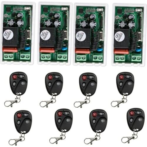 220 v 1 ch RF wireless remote control switch 4* receiver+8 * transmitter Simple connection self-lock mode