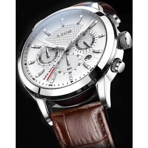 LIGE 2021 New Watch Men Fashion Sport Quartz Clock Mens Watches Brand Luxury Leather Military Waterproof Watch Relogio Masculino