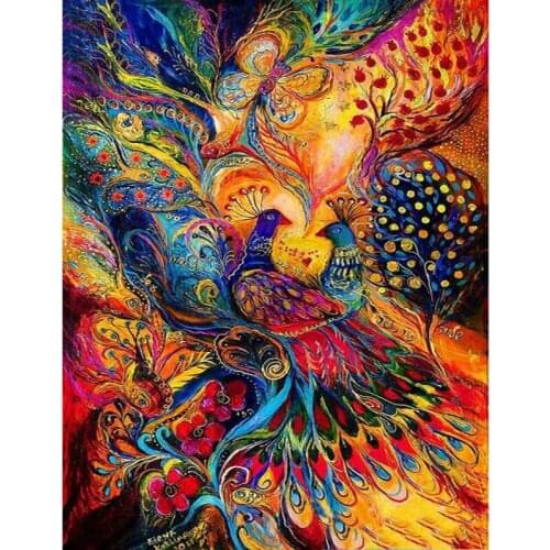 DIY Painting By Numbers Abstract Peacock Oil Coloring By Numbers Animal Wall Art Canvas Picture Hand Painted Home Decoration