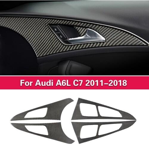 For Audi A6L C7 Interior Trim Carbon Fiber Door Handle panel Decor Cover moulding accessories 2011-2018 Car Styling sticker