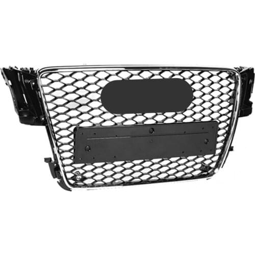 For RS5 Style Front Sport Hex Mesh Honeycomb Hood Grill Chrome Gloss Black for Audi A5/S5 B8 2008 2009 2010 2011
