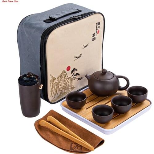 Purple Clay Travel Tea Set Yixing Teapot Drinkware Tea Cup Tureen Infuser Chinese Tea Ceremony Outdoor/Home Teaware Sets