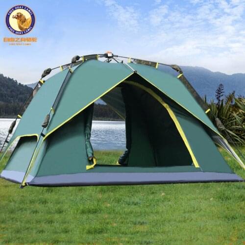 Outdoor 3-4 person double layer automatic tent waterproof anti-UV big space camping tent