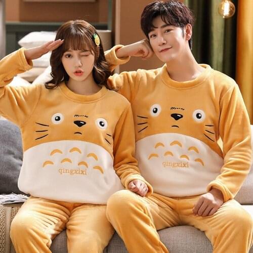 Flannel Flano Casual Pullover Long Sleeve Trousers Boy Girl Pajama Jammies Winter Couples Lovers O-Neck Nightwear Pyjamas hde