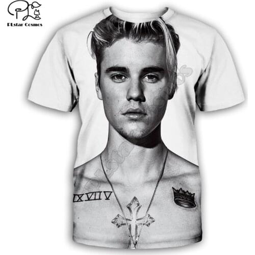 PLstar Cosmos Justin Bieber 3D Printed Men for women t shirt Harajuku summer Short sleeve shirt Casual T-shirt top style-1