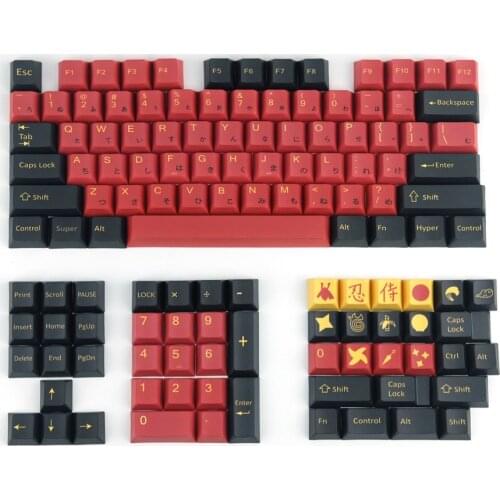 PBT Red Knight Keycaps Five-sided Sublimation 128 Keys Cherry Profile 1.75U 2U Shift For 60 61 64 68 84 87 96 104 108 Keyboard
