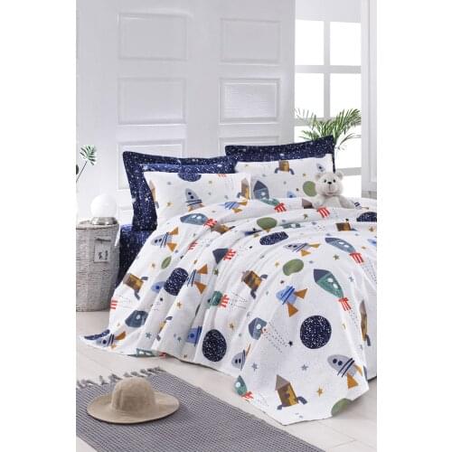 2021 PIQUE Set Turkish Cotton With Pillowcase Bedspread Sets Bed Linen Sheet Modern For Summer Full Size Duvet Cover Star Blue