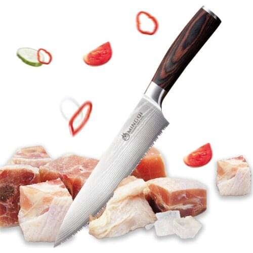Kitchen Stainless Steel Sharp Serrated Freezing Meat Knife Household Multifunctional Western Style Slicing Bread Cleaver Knives
