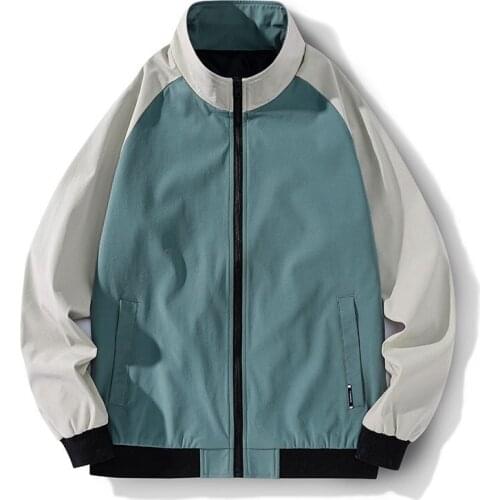 Mens Autumn Spring Bomber Jacket Men Patchwork Stand Collar Outwear Oversized Loose Streetwear Casual Vintage Jacket Coat Men