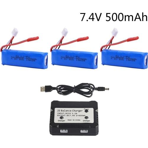 7.4V 500mAh 20C Lipo Battery 2s 721855HP with Charger for WLtoys A202 A212 A222 A232 A242 A252 4WD RC toys Car model parts