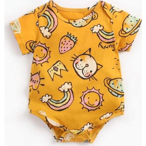 Melario Casual Cartoons Baby Rompers Summer Style Baby Boy Girl Clothing Newborn Infant Cat Short Sleeve Clothes 6-24 Months