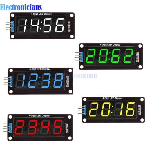 0.56 inch 4-Digit 7 Segments Digital Tube Clock Module Double Dots Blue Yellow White Green Red LED Display TM1637 For Arduino