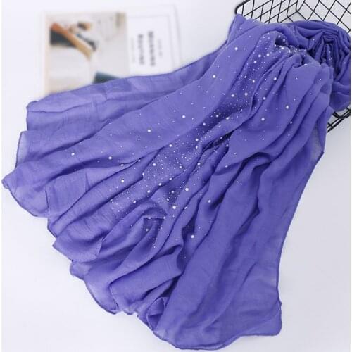 Plain Color Muslim Hijabs Soft Cotton Scarves Pearl Hot Sliver Popular Islamic Turban Veil Female Long Shawl Headscarf 180x70cm