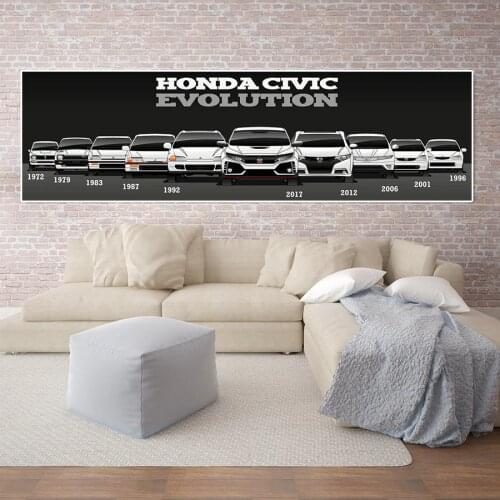 Wall Art Modular Picture Poster Canvas Printed Retro Honda CIVIC Car Painting Modern Home Decoration Living Room 1 pieces Banner