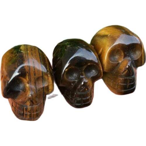 Natural Tiger eyes Carved Skull Quartz Crystal Skull Healing 5pc