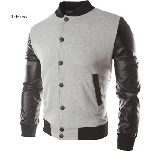 New Men Boy Baseball Jacket Men 2018 Fashion Design Wine Red Mens Slim Fit College Varsity Jacket Men Brand Stylish