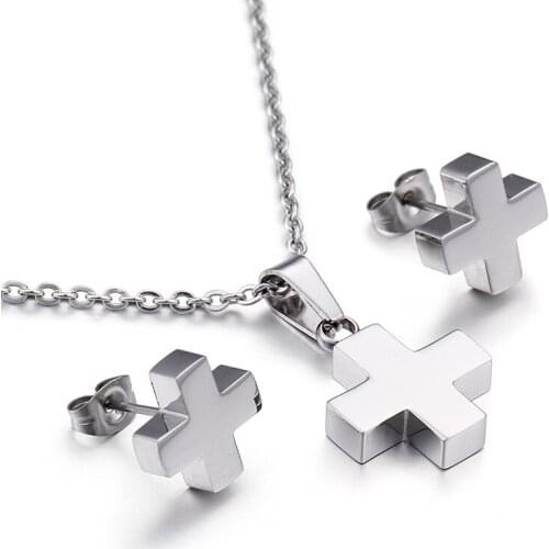 New jewelry fashion simple and delicate cross earrings pendant jewelry set