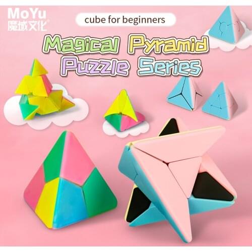 MoYu Teaching Pyramid Cube For Beginners Magic Puzzle Cubes Macaron Educational Toys For Children Kids