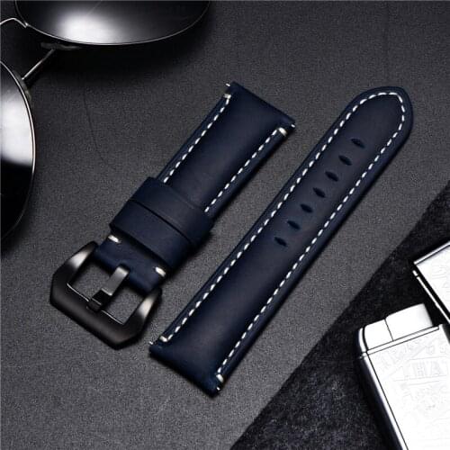 Handmade Genuine Leather Straps Stainless Steel Buckle Watch Accessories Crazy Horse Style Cowhide Watchband 20 22 24 26mm