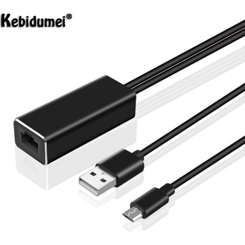 Kebidumei TV Stick HD 480Mbps Micro USB2.0 To RJ45 Ethernet Adapter For MiraScreen 10/100 Mbps For Fire TV Micro USB Network